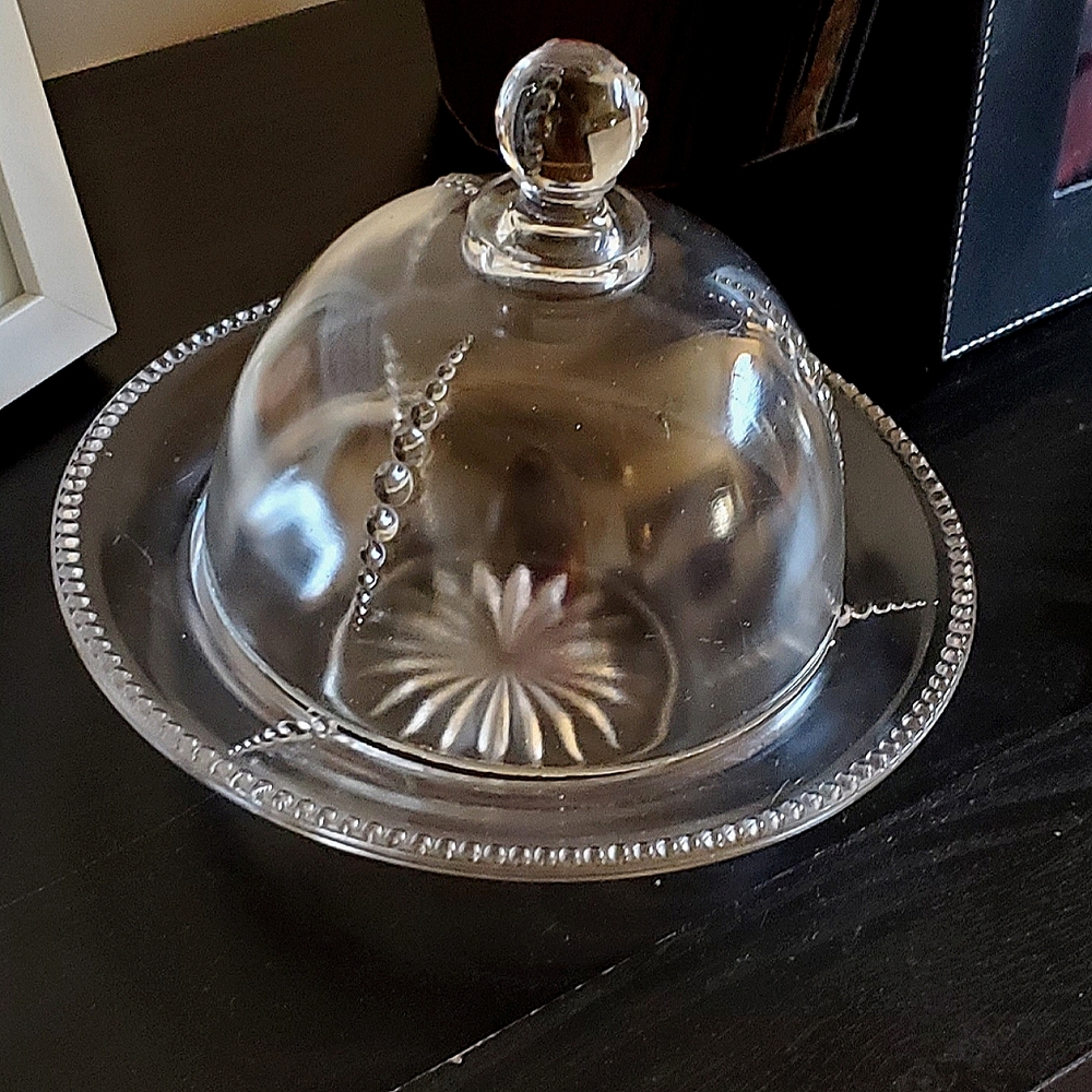 Antique Crystal Butter Dish